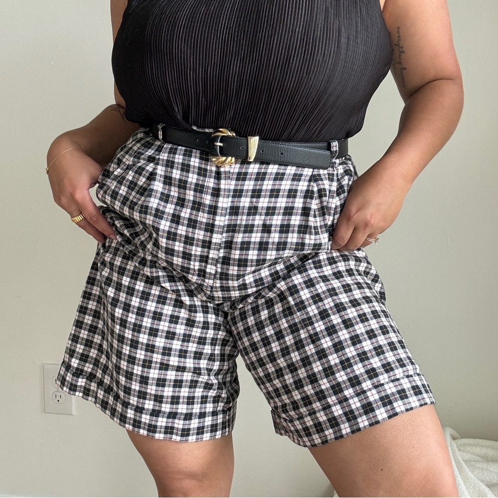 Vintage Pleated  Plaid Shorts